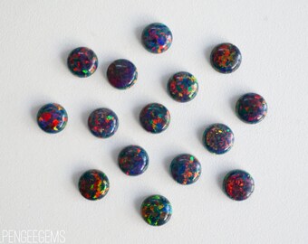 6mm peacock opal smooth cabochon. Extra low profile