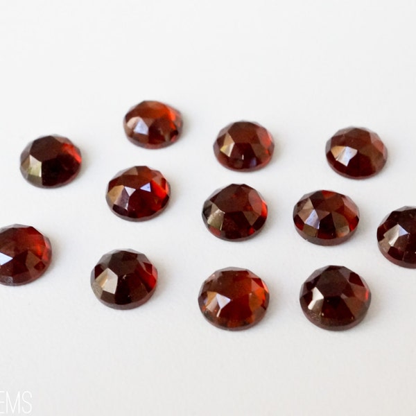 6mm Red Garnet faceted cabochon. dark red gemstone wine red blood red ruby garnet gemstone cabochon flat back cab