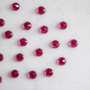 6mm Pink Ruby faceted cabochon. rose cut pink ruby rose faceted pink gemstone magenta cab ruby cab hot pink gem image 5