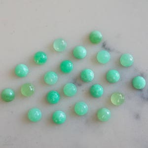 6mm green chrysoprase rose faceted cabochon. seafoam aqua mint green aqua cabs image 4