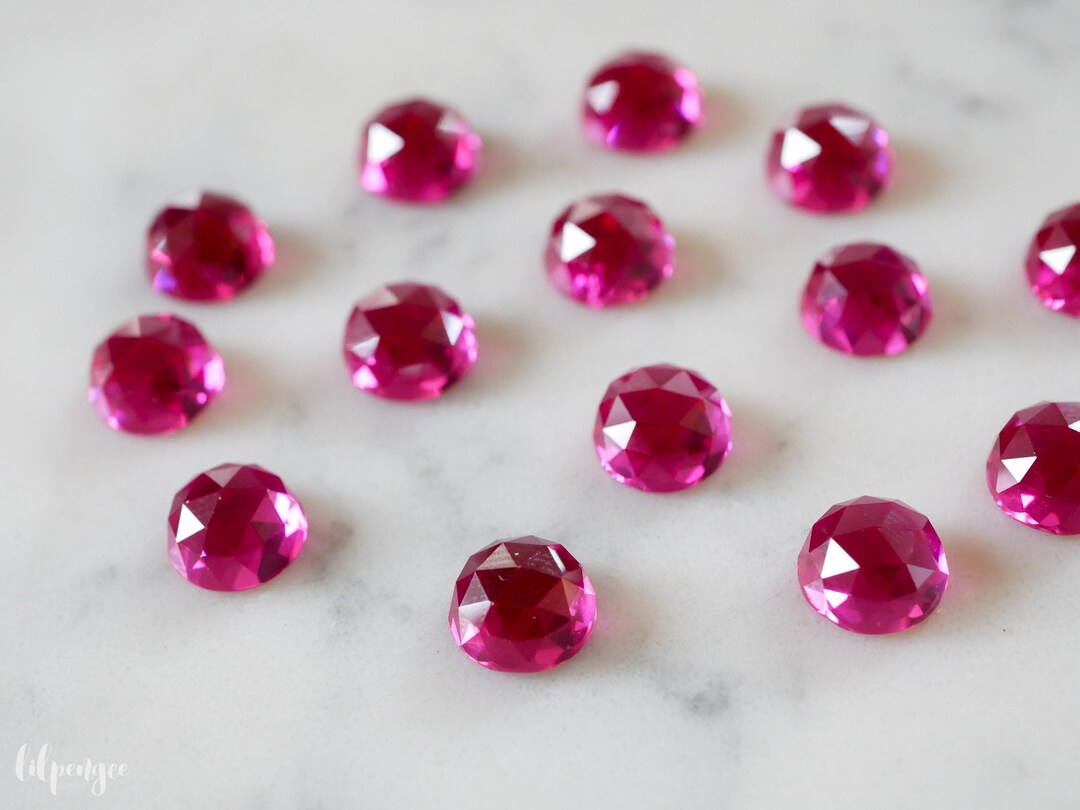 8mm Pink Ruby Faceted Cabochon. Hot Pink Magenta Bold Pink Cabochon ...