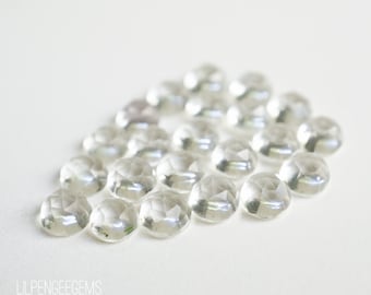 6mm Crystal Quartz rose faceted cabochon. rose cut quartz cabs clear quartz crystal cabs