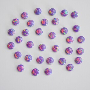 5mm lavender opal smooth cabochon. sparkling opal purple cab. round cabochon glitter opal light pink purple. LAB created