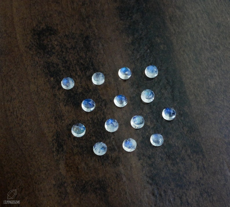 White Moonstone Rose Cut Cabochons | Oval Gemstone For Jewelry Making - 15 Pieces