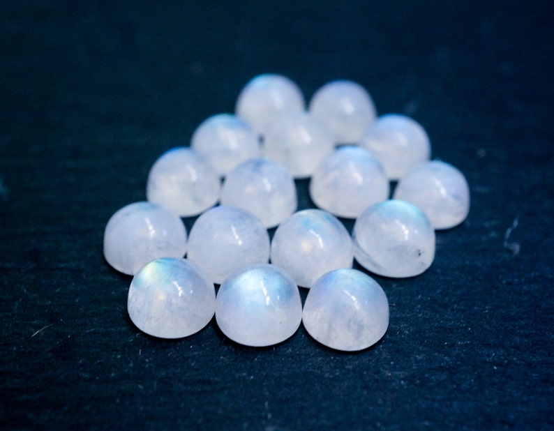 blue flash 8mm Smooth Rainbow Moonstone cabochon white moonstone