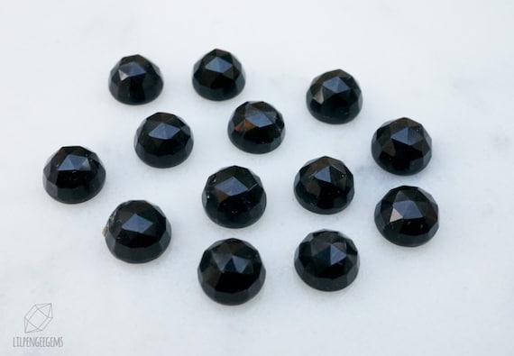5mm Black Onyx Faceted Jet Black Rose Cut