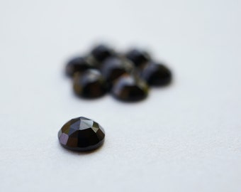 6mm Black Onyx faceted cabochon - black gemstone onyx cab rose cut gem