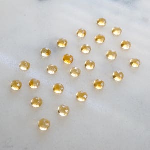 3mm golden citrine rose cut cabochon. yellow citrine cabochon. rose faceted round cab yellow cab
