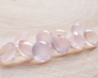 6mm faceted pink chalcedony gemstones. milky pink. rose pink gems. pink faceted gemstones