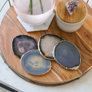 GRAY AGATE coaster sets. grey agate slices coaster sets home decor housewarming luxury decor image 5