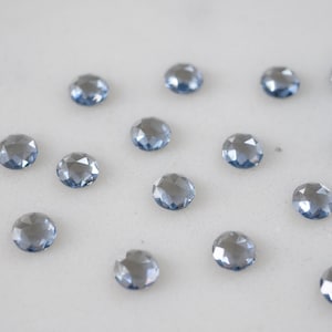 5mm ozeangrauer NANO rose facettierter Cabochon. Nano Edelstein Stahl blau grau cab.