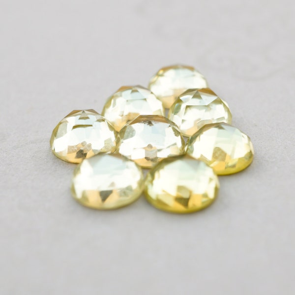 6mm Lemon Quartz faceted cabochon. rose faceted yellow cab yellow gemstone rose cut cabs