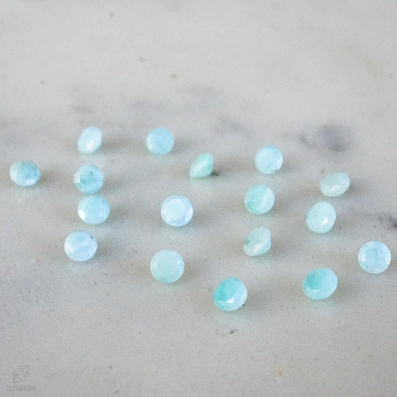 3mm blue larimar faceted gems. sky blue. round gemstone. tiny Etsy
