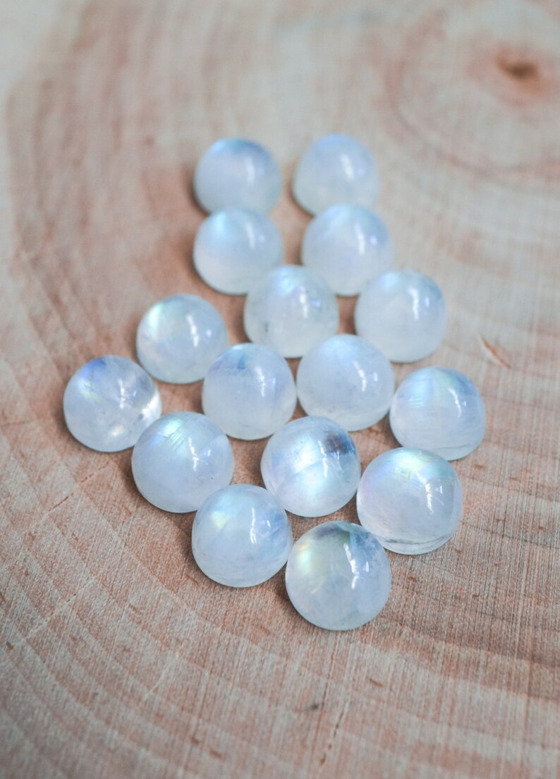 blue flash 8mm Smooth Rainbow Moonstone cabochon white moonstone