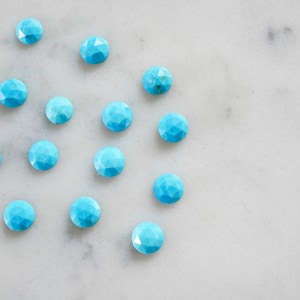 5mm rose faceted turquoise cabochon. Rose cut blue green aqua cabs natural turquoise cabs
