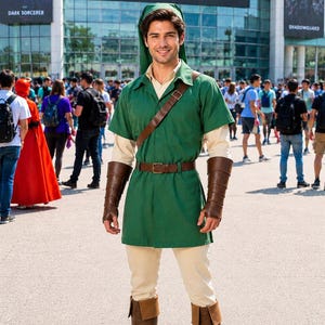 Hero of Time Grön Tunika Cosplay Kostym – Legend of Zelda Inspirerad Krigarekostym