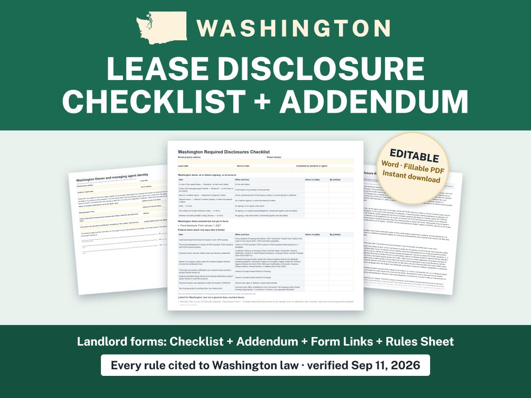 Washington Lease Disclosure Checklist & Acknowledgment Addendum ...