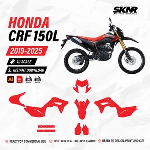Honda CRF 150L 2019-2026 Vektorgrafikmall | Skala 1:1 | Utskriftsklar bild 1