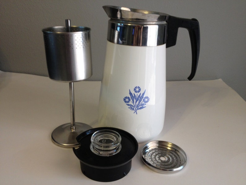 Vintage Corning Ware 9 Cup Coffee Pot Blue Cornflower Etsy