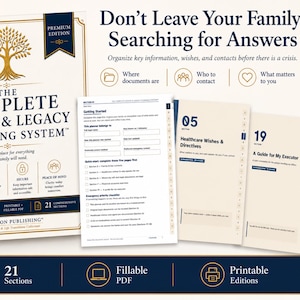 Estate Legacy Planner Fillable PDF, End of Life Organizer, Executor Guide (Digital Download)