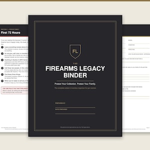 Firearms Legacy Binder | Gun Owner Estate Planning Kit | Fillable PDF Printable Inventory Spreadsheet | Firearm Will Prep