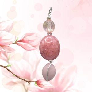Pink Dakato Stone Fan Pull and Chain
