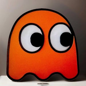 Retro Ghost Wall Art – Large 8.5” 3D Printed PLA Decor – Gamer Room Display Piece