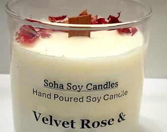 Hand-Poured Soy Candle | Velvet Rose & Oud Blend (8oz)