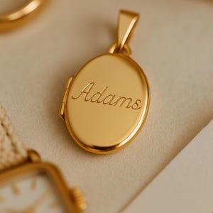 Personalized Sterling Silver Oval Locket Necklace: Engraved Initial Photo Keepsake