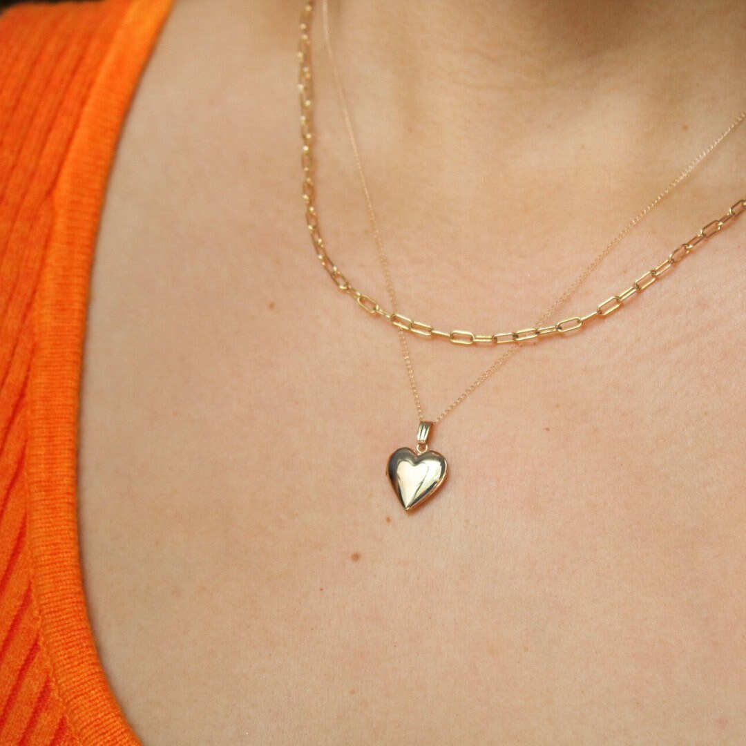 Heart Locket Necklace 14K Gold Locket Silver Heart Locket Gift Etsy