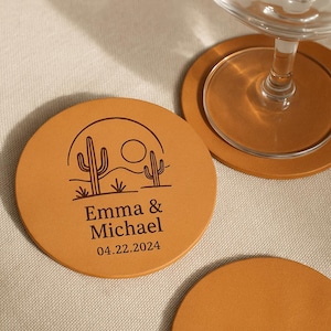 Leather Coaster Set of 4 Rustic Table Decor Personalized Gift custom coaster for wedding personalized coaster for wedding coaster gift set