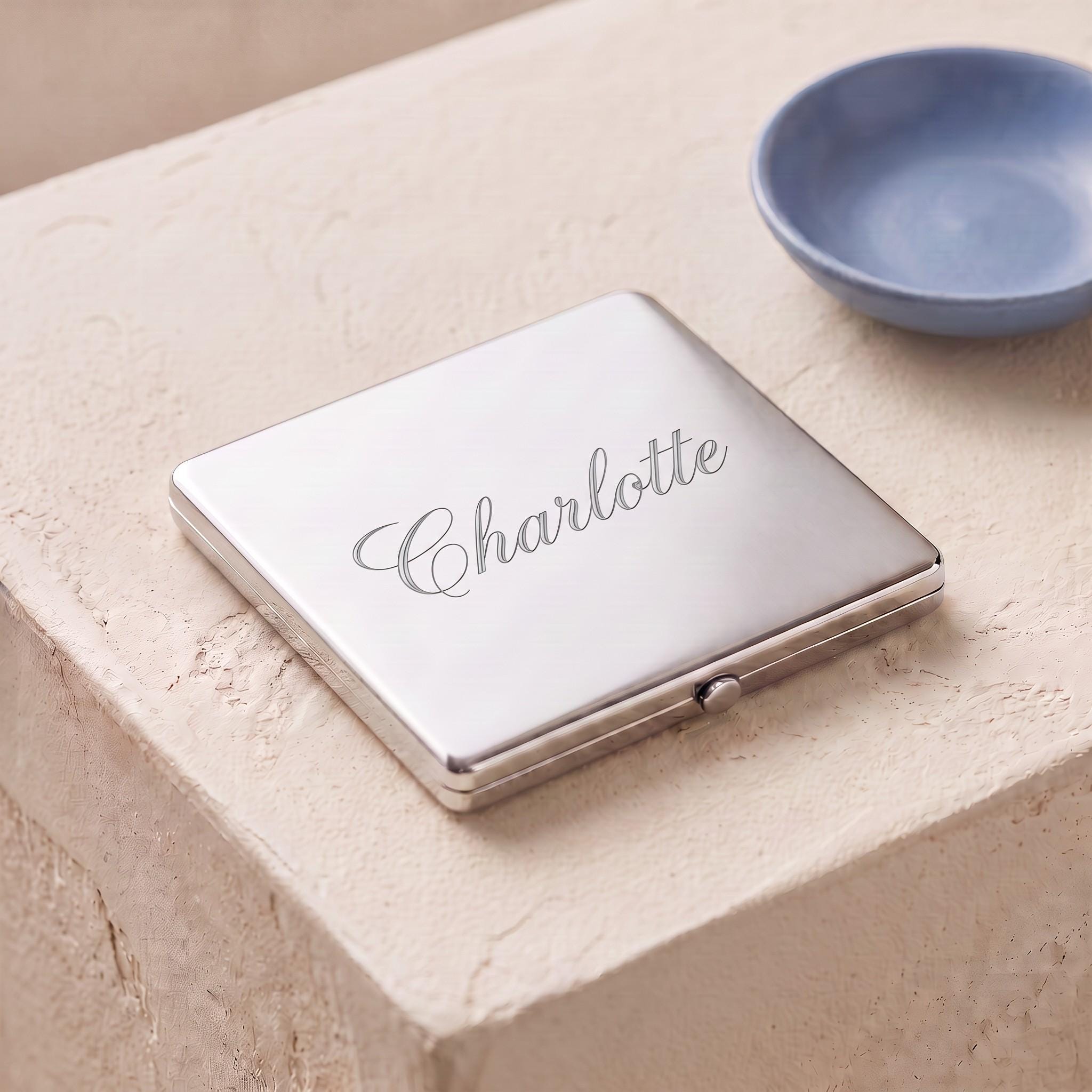 Personalized Silver Compact Mirror