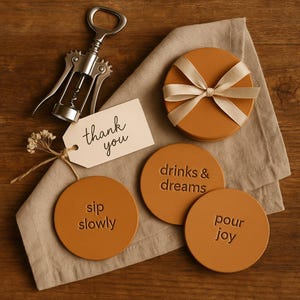 Leather Coaster Set of 4 Rustic Table Decor Personalized Gift custom coaster for housewarming coaster for new home owner coaster gift set