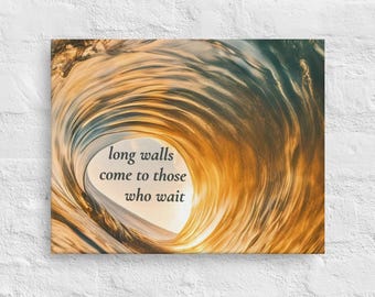 Arte em tela com tema de surf – Fotografia oceânica em túnel de ondas, decoração costeira 11x14