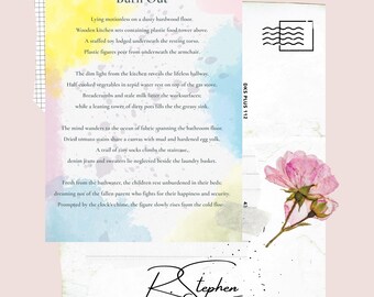 Impressão de poema emocional sobre esgotamento | Arte de parede em aquarela (Download digital)