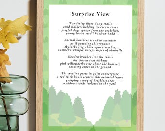 Impressão do poema "Vista Surpresa" | Arte poética da paisagem de Yorkshire (Download Digital)