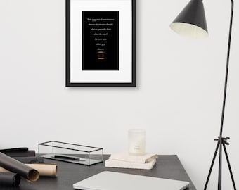 Impressão sobre atenção plena com moldura profissional, disponível em preto, branco ou bicolor.
