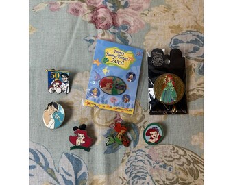 7 Disney Pins The Little Mermaid Ariel Eric Stained Glass Summer Fantasy Vintage