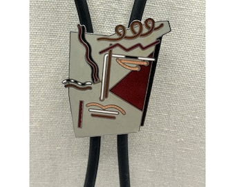 Vintage ACME Studio "Icon" Cloisonné Enamel Bolo Tie by Neon Artist LILI LAKICH