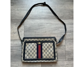 Vintage GUCCI Sherry Web GG Ophidia Accordion Crossbody Bag Italy Purse As Is