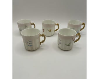 Set 5 H & C Limoges France Schmetterling Mokkatassen Gold Cottagecore Vintage As Is