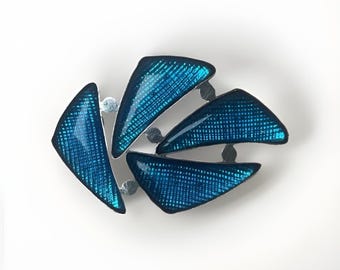 Austin Brooch Sterling And Blue Mid Century Modern Abstract Vintage Pin Jewelry