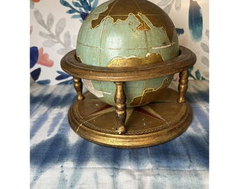 Italian Gold Gilt Globe Box Vessel Vintage Italy Painted Rare Christmas Gift