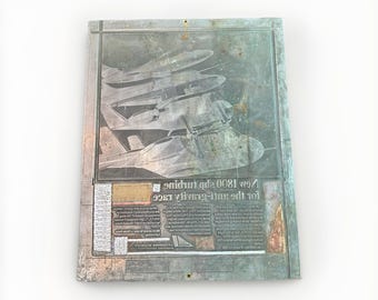 Plancha de impresión de aviación vintage Lycoming AVCO Aircraft Ad Metal Press Industrial