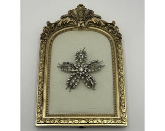 Vintage Rhinestone Starburst Floral Brooch Silver Tone Large Statement Pin Shine