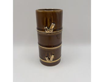 Vintage Tiki Becher Bambus braun Keramik Japan Barware Cocktailtasse Retro MCM Bar