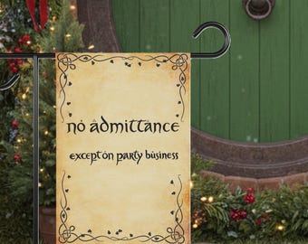 Hobbit interdit d'accès, sauf sur l'enseigne de cour d'entreprise | Bannière jardin et maison Le Seigneur des Anneaux
