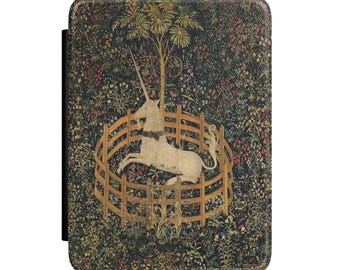 Étui Kindle médiéval tapisserie de licorne | Couverture de liseuse Animal mythique
