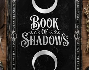 Journal à couverture rigide personnalisé « Livre des Ombres » | Carnet de notes grimoire lunaire et sorcier