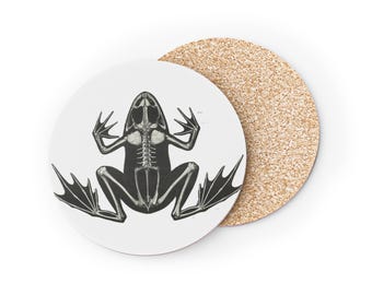 Dessous de verre illustrés d'une grenouille anatomique | Dessous de verre en liège